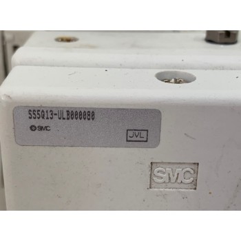 SMC SS5Q13-ULB000080 Manifold Block w/ SQ1131NRY-5-L4 & 5 SQ1331NY-5-L4 Solenoid Valves